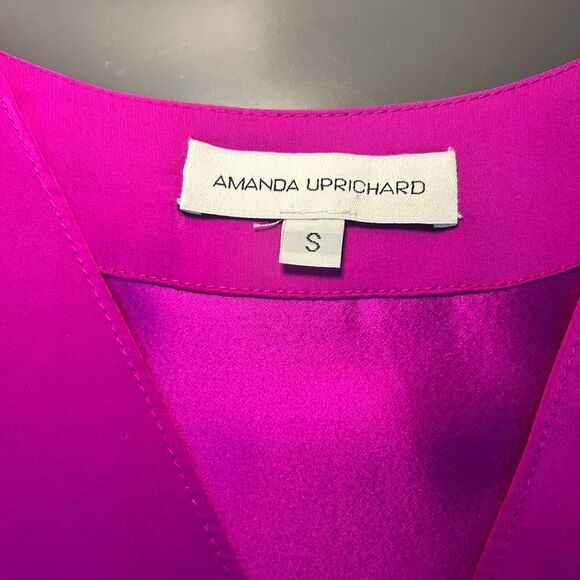 Amanda Uprichard Silk Purple Wrap Dress Small V Neck Elegant Cocktail Wear Party - Picture 6 of 7